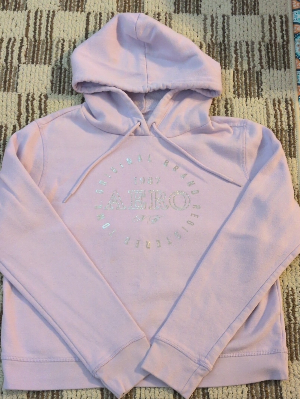 Aeropostale Lilac Hooded Sweatshirt with Metallic Silver Logo